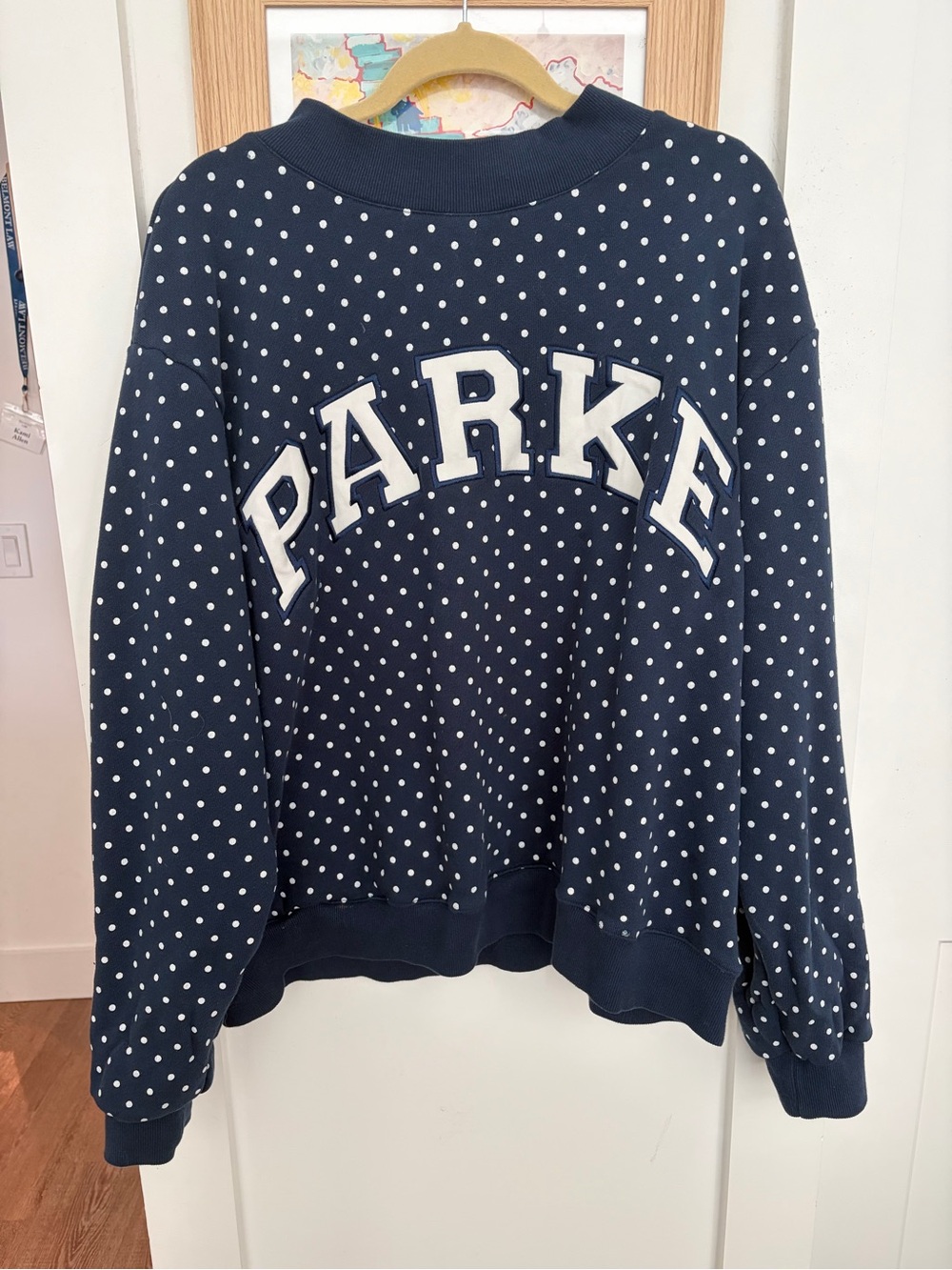 Parke Navy Polka Dot Mockneck